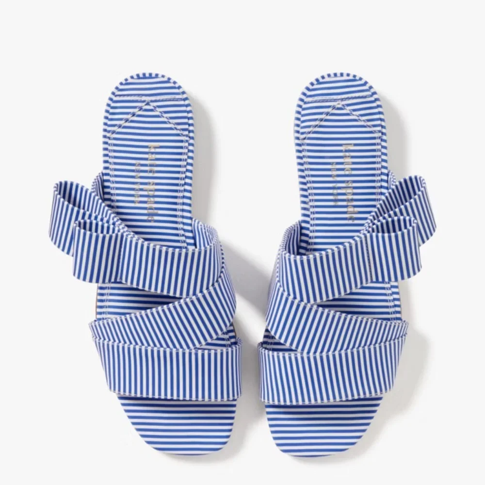Kate Spade New York Bianca slide sandals in a blue and white striped size 8.5 - Picture 1 of 8